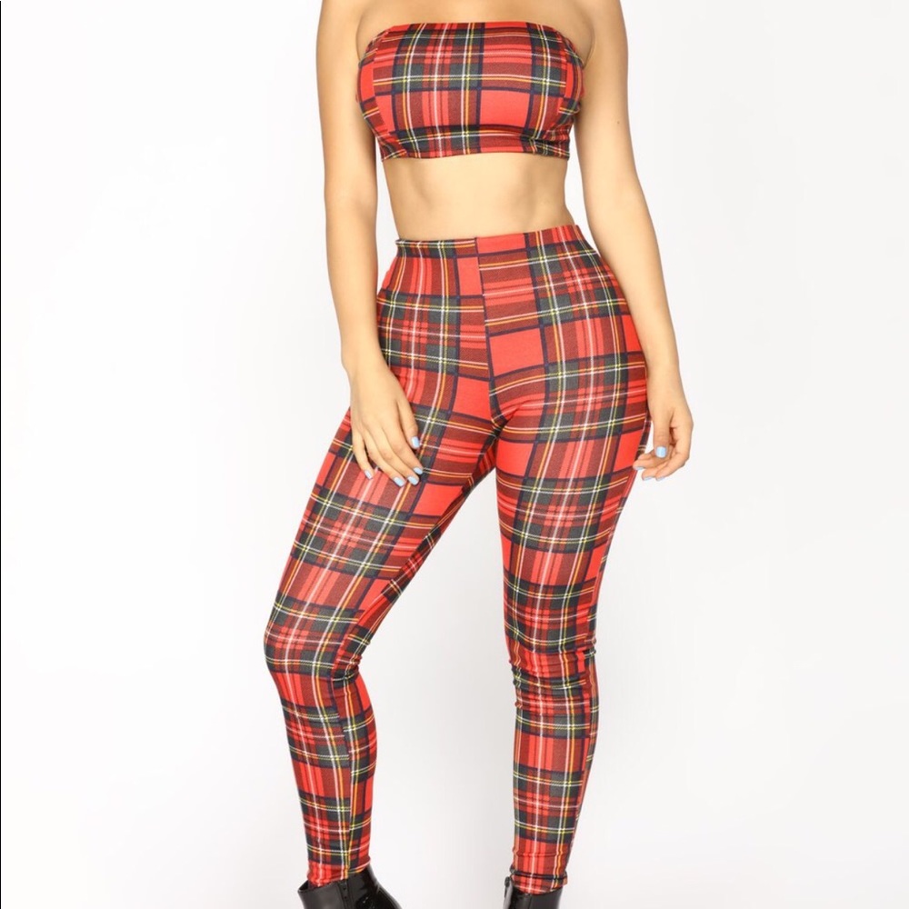Plaid Crop Top Set